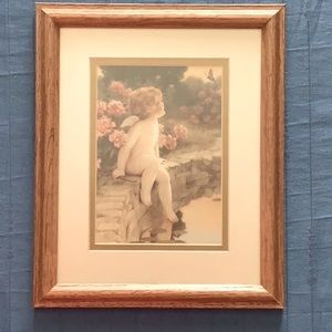 Cherub Print in 8x10 Oak Wall Frame